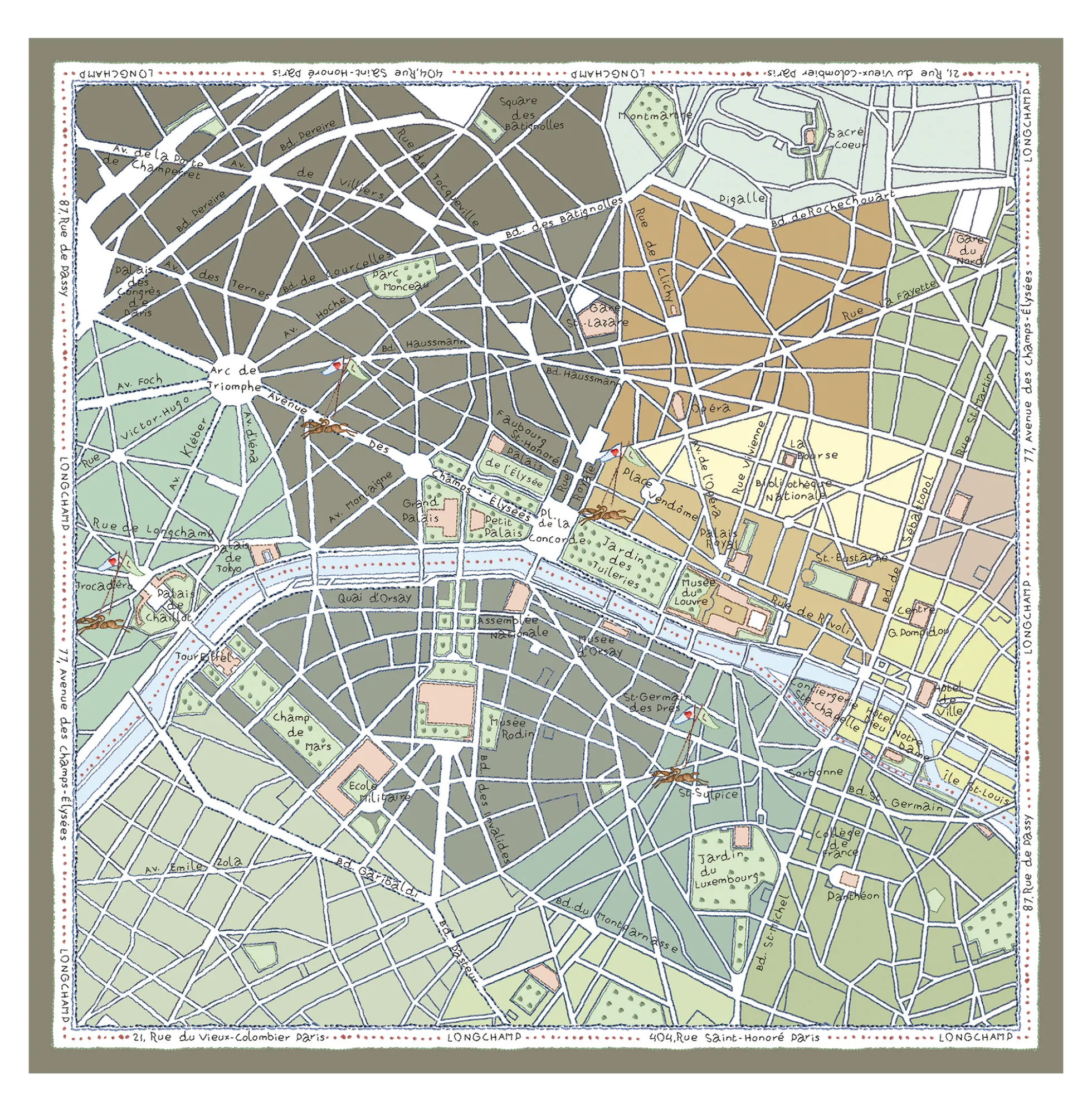 Carré de soie 90 A la Découverte de Paris